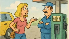 Banc: O blondă cere benzină „de anul ăsta”